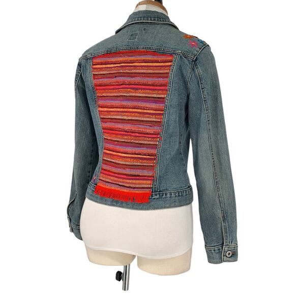 GAP Jackets & Blazers - Vintage Y2K Western Denim Jacket Embroidered Small Stretch Aztec Boho Woodstock